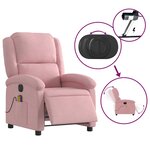 vidaXL Fauteuil inclinable de massage électrique rose velours