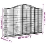 vidaXL Paniers à gabions arqués 3 Pièces 200x30x120/140 cm Fer galvanisé