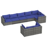 vidaXL Salon de jardin 8 Pièces avec coussins Gris Résine tressée
