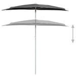 vidaXL Demi-parasol de jardin avec mât 180x90 cm anthracite