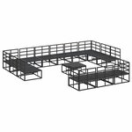 vidaXL Ensemble de canapé de jardin avec coussin 14 Pièces Noir Aluminium