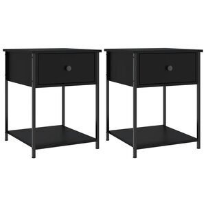 vidaXL Tables de chevet 2 Pièces noir 44x45x58 cm bois d’ingénierie
