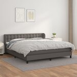 vidaXL Sommier à lattes de lit avec matelas Gris 180x200 cm Similicuir