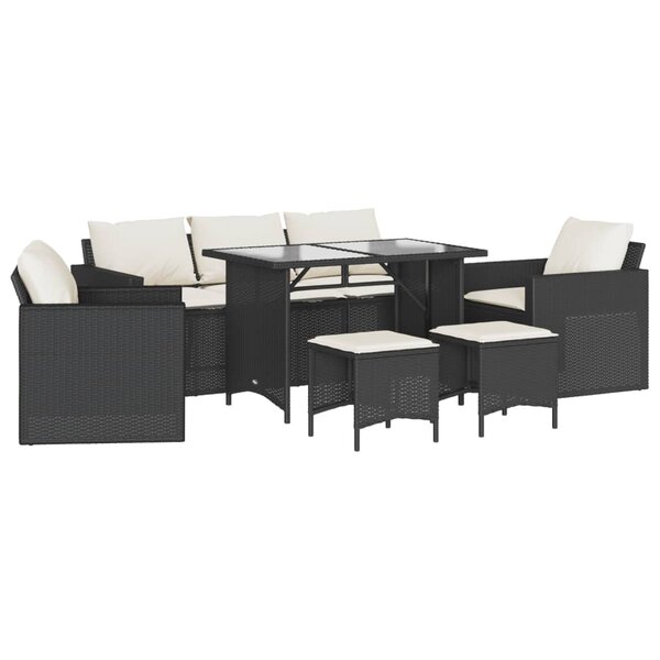 vidaXL Salon de jardin 6 Pièces avec coussins noir résine tressée