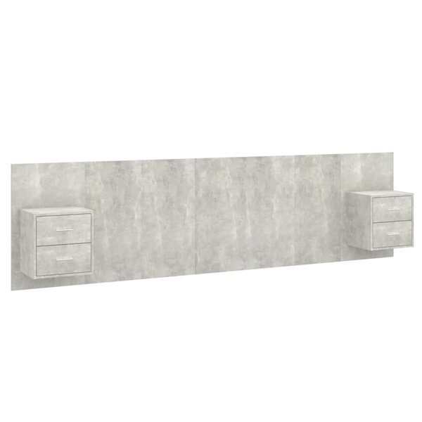 vidaXL Tête de lit avec armoires Gris béton Bois d'ingénierie