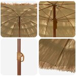 vidaXL Parasol de plage Naturel 255 x 255 x 255 cm Polyester et Acier