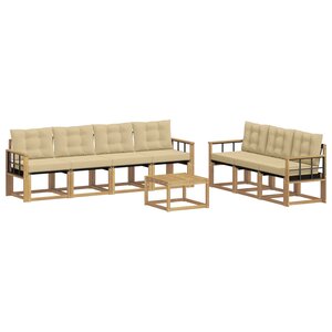 vidaXL Ensemble de canapés d'extérieur 8 Pièces Blanc et Beige
