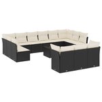 vidaXL Salon de jardin avec coussins 14 Pièces noir résine tressée