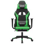 vidaXL Chaise de jeu de massage et repose-pied Noir et vert Similicuir