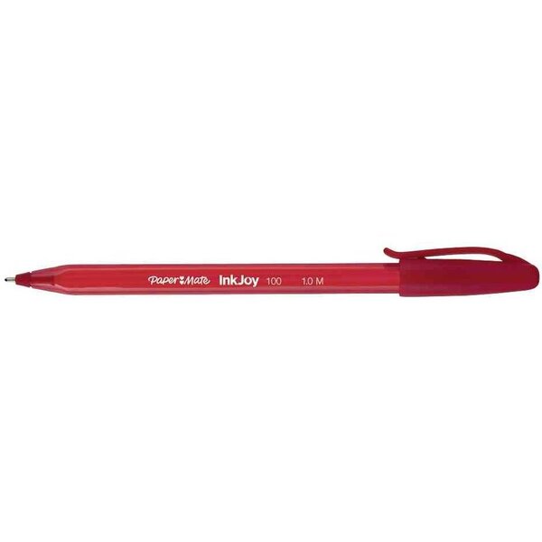 Stylo bille InkJoy 100 Triangulaire à capuchon Pointe Moyenne Rouge Paper Mate