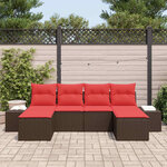 vidaXL Ensemble de canapé de jardin 6 Pièces Marron polyrotin