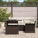 vidaXL Ensemble de canapé de jardin 5 Pièces Marron Poly rotin