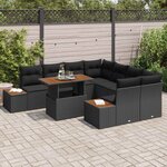 vidaXL Ensemble de canapé de jardin 9 Pièces Noir Poly rotin