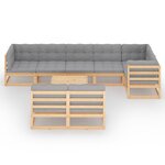 vidaXL Salon de jardin 9 Pièces avec coussins Bois de pin massif
