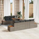 Canapé de Jardin vidaXL 8 Pièces avec Coussins Gris Rattan Polyéthylène