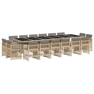 vidaXL Ensemble à manger de jardin et coussins 17 Pièces mélange beige