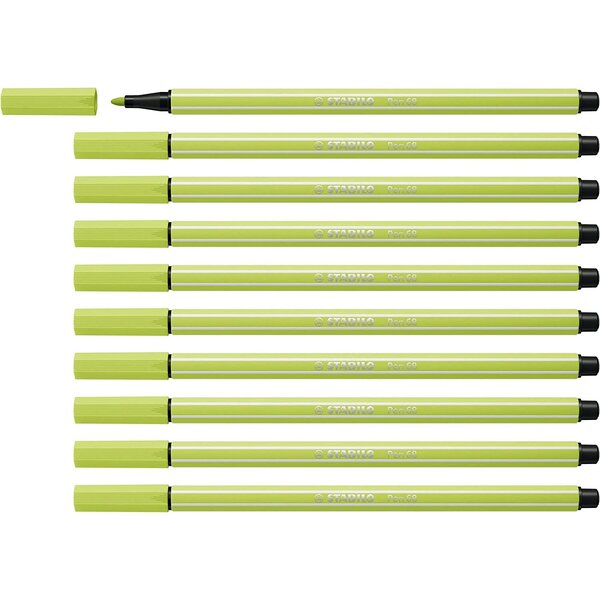 Stylo feutre pen 68  citron vert x 10 stabilo