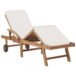 vidaXL Chaises longues avec coussins 2 Pièces Bois de teck solide Crème