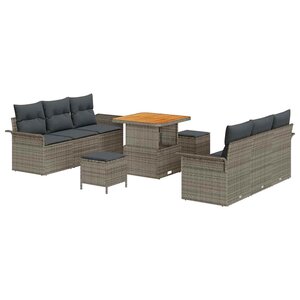 vidaXL Ensemble de canapé de jardin avec coussin 9 Pièces Gris