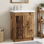 vidaXL Armoire sous évier de salle de bain Bois ancien