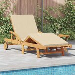 vidaXL Transat avec coussin Beige 200 x 67 x 84cm Bois d'acacia massif