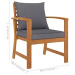Vidaxl chaises de jardin 2 pièces avec coussin gris foncé bois d'acacia