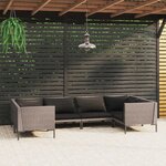 vidaXL Salon de jardin 6 Pièces avec coussins Résine tressée Gris foncé