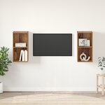 vidaXL Meuble TV mural 2 Pièces Bois ancien 37 x 37 x 72 cm
