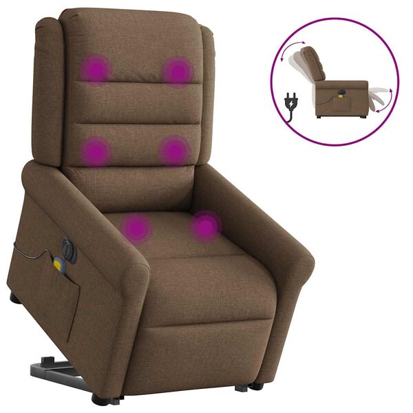 vidaXL Fauteuil inclinable de massage électrique Marron Tissu
