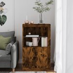 vidaXL Armoire latérale avec lumières LED chêne fumé bois d'ingénierie