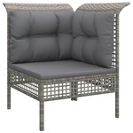 Salon de jardin meuble d'extérieur ensemble de mobilier 6 pièces avec coussins gris résine tressée 02_0016804