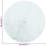vidaXL Dessus de table blanc Ø60x0 8cm verre trempé avec design marbre