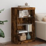 vidaXL Buffet avec lumières LED chêne fumé 60 5x37x100 cm