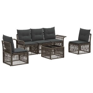 vidaXL Ensemble de canapé de jardin 6 Pièces Gris polyrotin