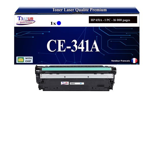 T3AZUR -Toner compatible avec HP CE341A (651A) pour HP LaserJet Enterprise 700 color MFP M775 M775dn - Cyan