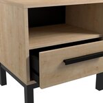 Lit adulte 140 x 190/200 cm - 2 chevets + armoire - Mélaminé - chêne Hamilton