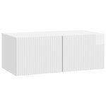 vidaXL Meuble TV mural Montage mural Blanc brillant 78 5 x 41 x 30 cm