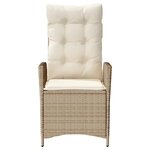 vidaXL Chaises inclinables de jardin lot de 2 et coussins beige rotin