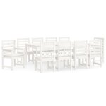 vidaXL Ensemble à manger de jardin 11 Pièces blanc bois massif de pin