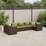 vidaXL Salon de jardin avec coussins 7 Pièces marron résine tressée