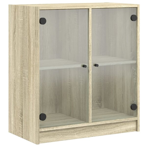 vidaXL Armoire latérale avec portes en verre chêne sonoma 68x37x75 5cm
