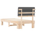 vidaXL Cadre de lit avec tête de lit rembourrée Gris foncé 75 x 190 cm