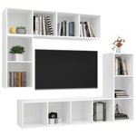 vidaXL Ensemble de meubles TV 4 Pièces Blanc Bois d'ingénierie