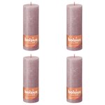 Bolsius Bougies pilier rustiques Shine 4 Pièces 190x68 mm Rose cendre