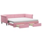 vidaXL Lit de jour avec gigogne et tiroirs rose 90x200 cm velours