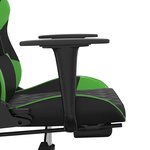 vidaXL Chaise de jeu de massage avec repose-pied Noir&Vert Similicuir