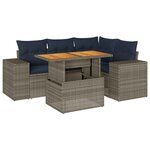 vidaXL Salon de jardin 5 Pièces avec coussins gris résine tressée