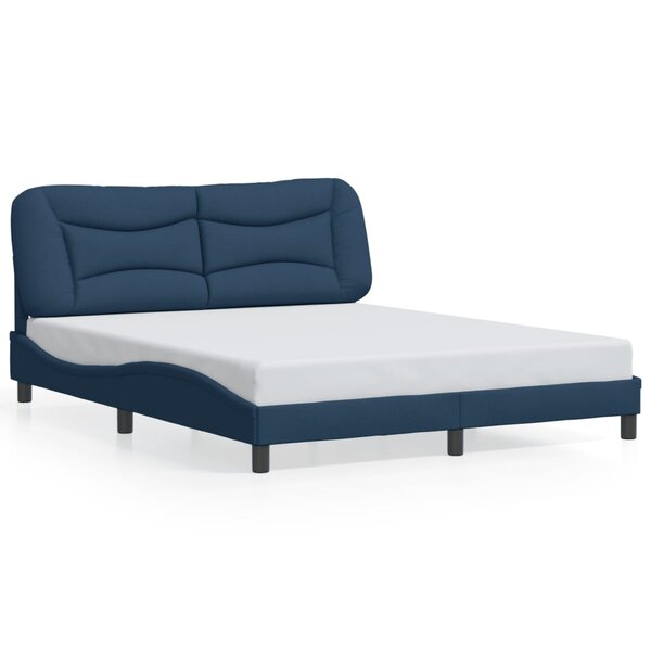 vidaXL Cadre de lit sans matelas Hvar bleu 160x200 cm tissu