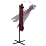 vidaXL Parasol déporté avec mât et lumières LED Rouge bordeaux 250 cm