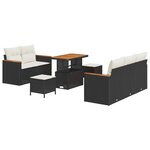 vidaXL Ensemble de canapé de jardin avec coussin 8 Pièces Noir Poly rotin